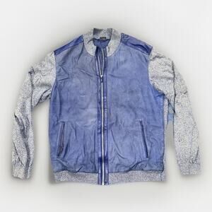 Rare Vintage Leather Knit Jacket Barcelino Torras Made in Spain US Size 46